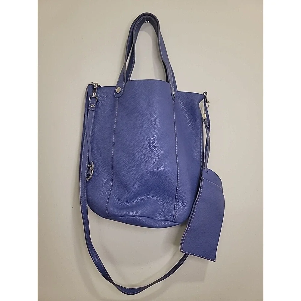 Faiez Halabi Pebbled Leather Shoulder Hobo Bag‎ Black Blue Bueno Aires